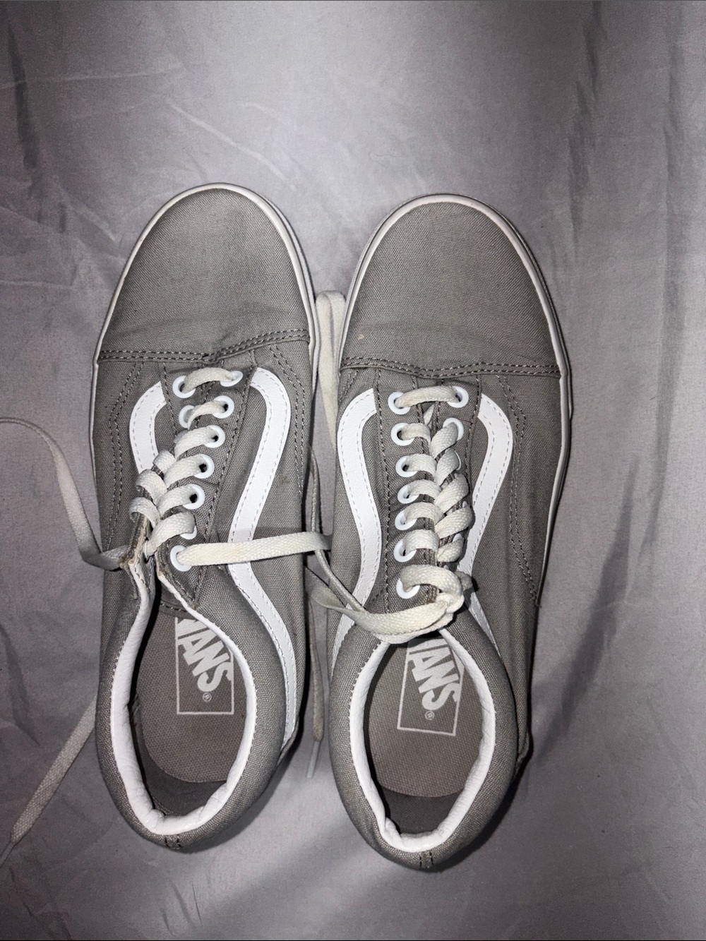 Vans Gray Canvas Low-Top Sneakers with White Sidestripe